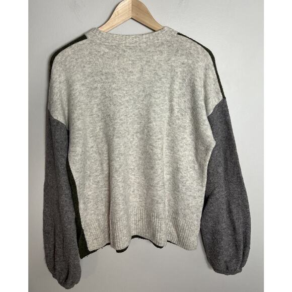 Madewell Colorblock Payton Pullover Sweater in Coziest Yarn Heather Foliage Sz M - Picture 3 of 6